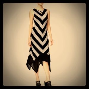 NWT Kensie Black and Grey Chevron-print Maxi Dress